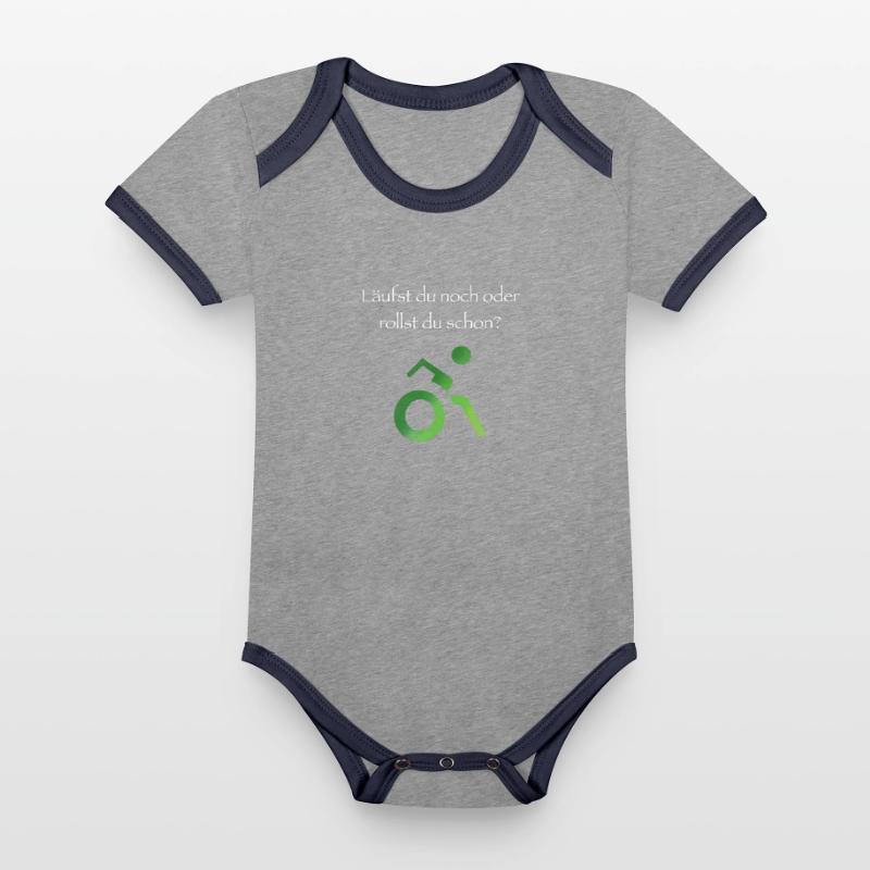 Läufst du noch oder rollst du schon? Baby Bio-Kurzarm-Kontrastbody