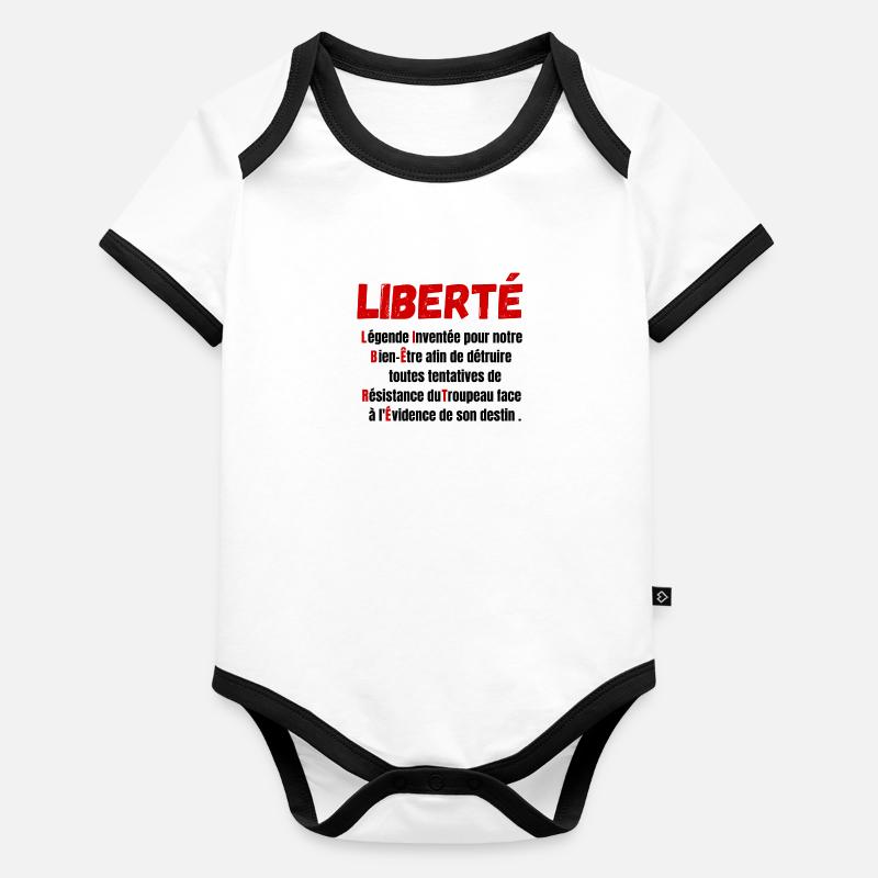 Liberté définition-légende inventée pour notre Body Bébé bio contrasté manches courtes