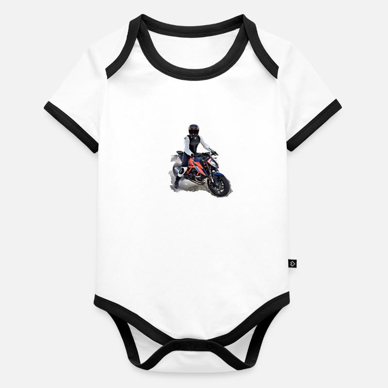 Affiche Motocycliste Body Bébé bio contrasté manches courtes