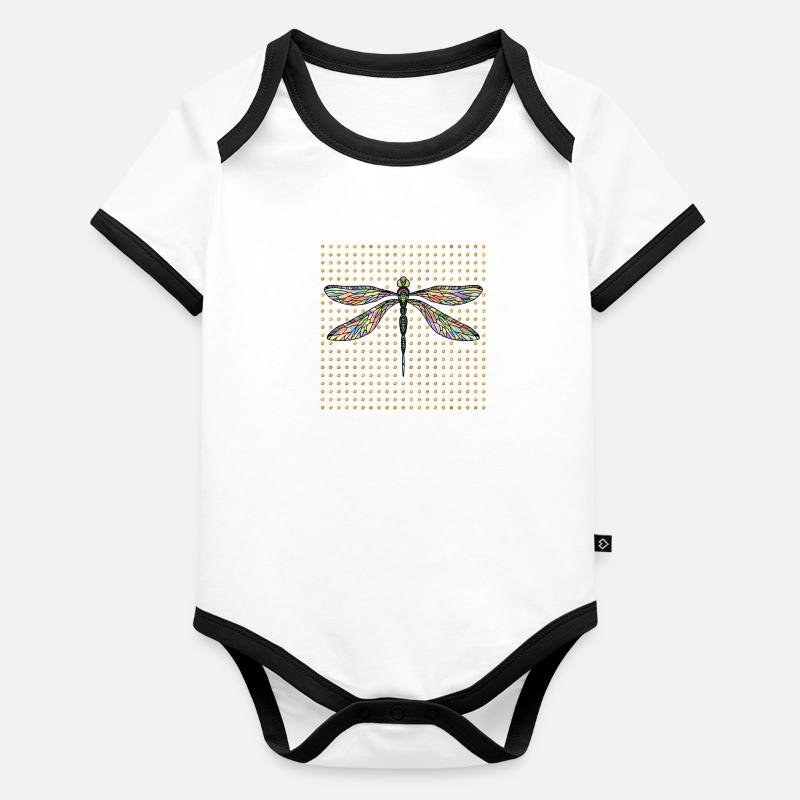 Libellule Body Bébé bio contrasté manches courtes