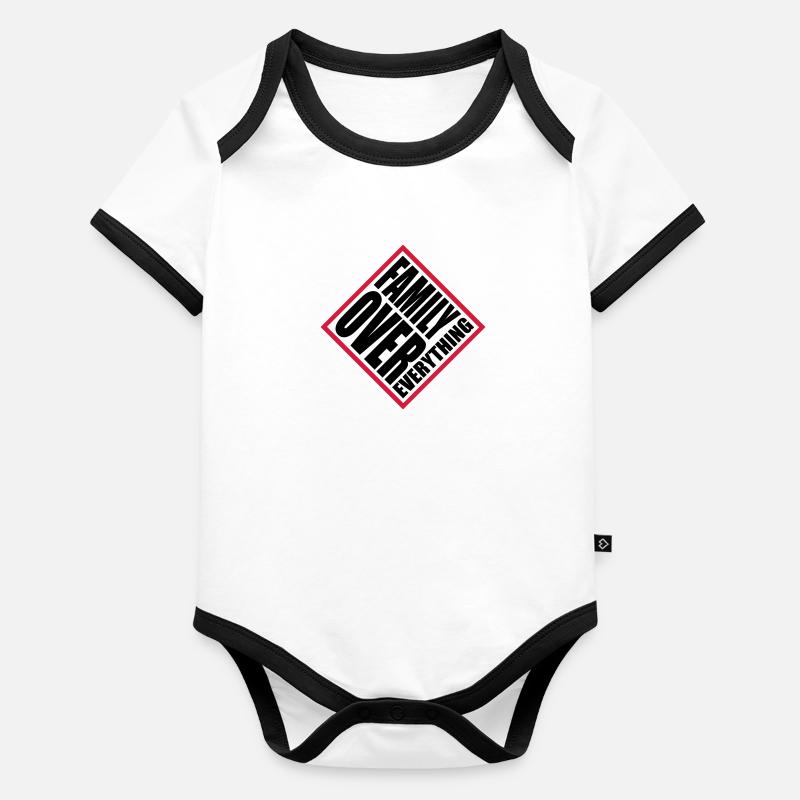 Family Over Everything Baby Bio-Kurzarm-Kontrastbody