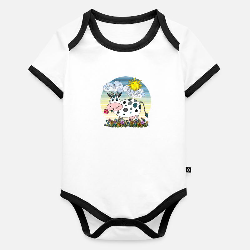 Kuh Baby Bio-Kurzarm-Kontrastbody