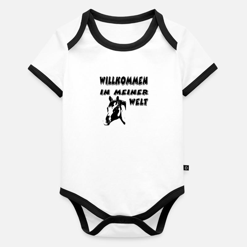 Pferd Baby Bio-Kurzarm-Kontrastbody