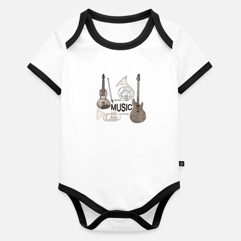 Instruments de musique Body Bébé bio contrasté manches courtes