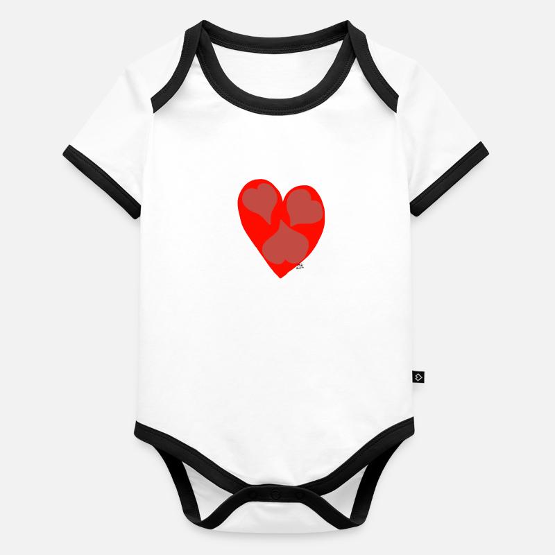 Vier Herzen. Baby Bio-Kurzarm-Kontrastbody