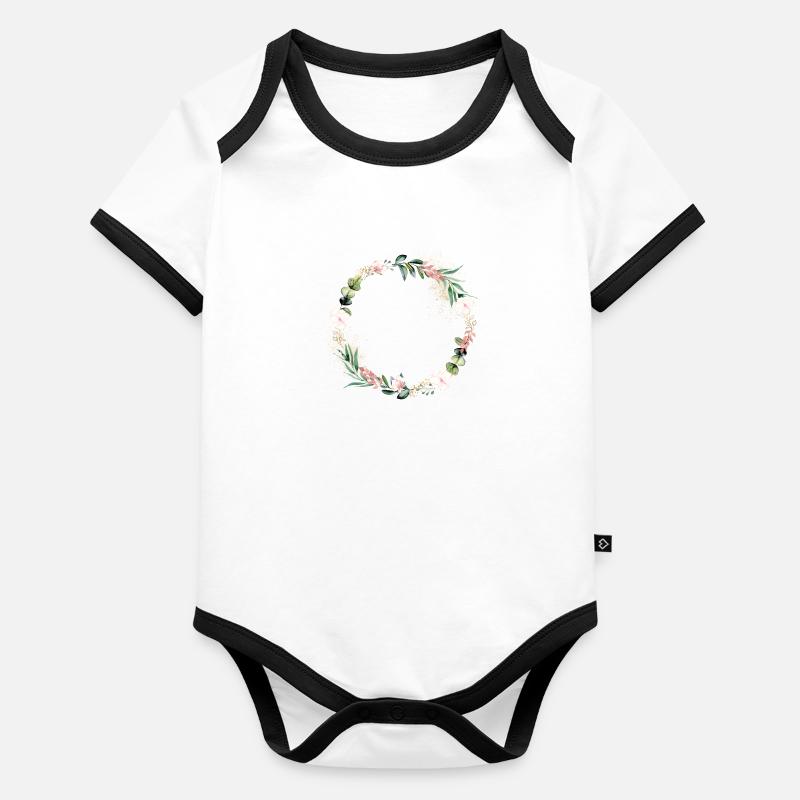 Eucalyptus Flowers Wreath customizable Organic Baby Contrasting Bodysuit
