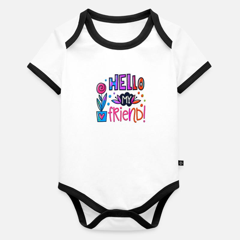 mon ami pensées positives heureux Body Bébé bio contrasté manches courtes