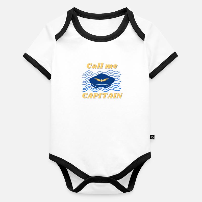 Appel moi capitaine Body Bébé bio contrasté manches courtes