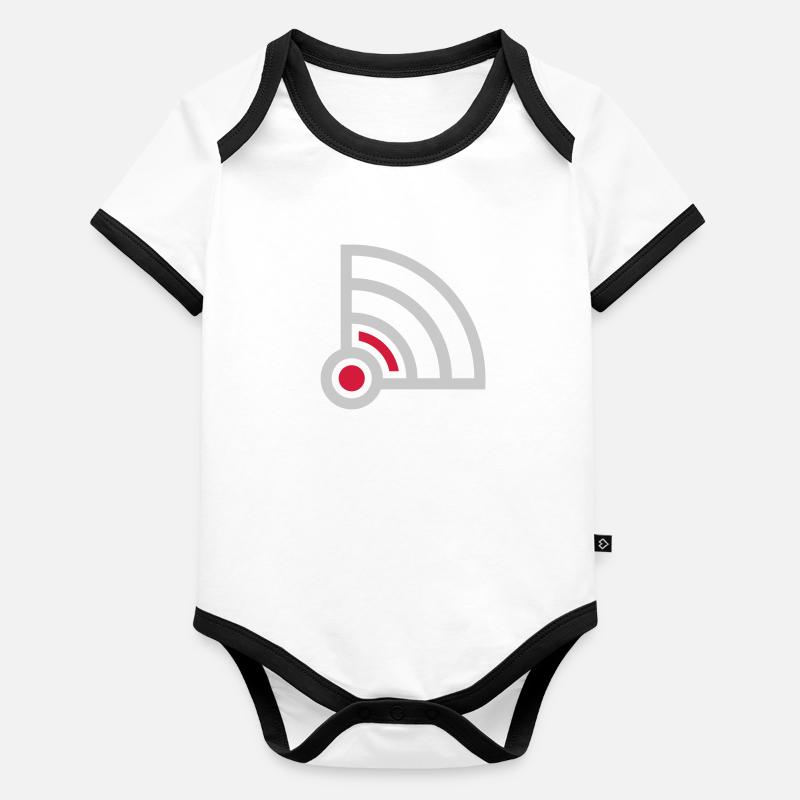 Logo Wifi sans connexion Body Bébé bio contrasté manches courtes