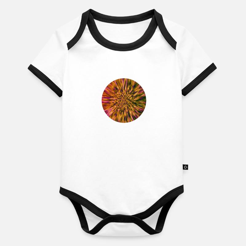 Vert Orange Jaune Tie Dye Fleur abstraite Body Bébé bio contrasté manches courtes