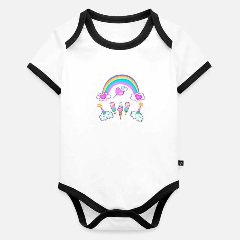 Eishorn Arc-en-ciel Body Bébé bio contrasté manches courtes