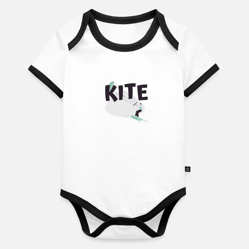 Kitesurf | logo et dessin Kite pour Kitesurfer Body Bébé bio contrasté manches courtes