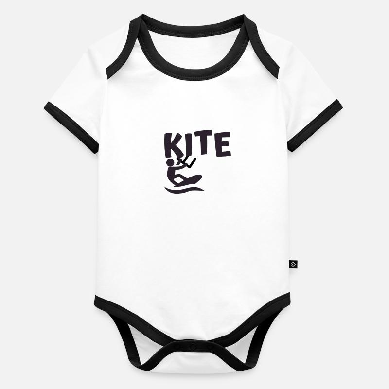 Kitesurf | logo et dessin Kite pour Kitesurfer Body Bébé bio contrasté manches courtes