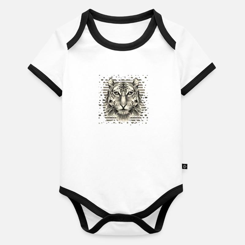 Tigre Body Bébé bio contrasté manches courtes