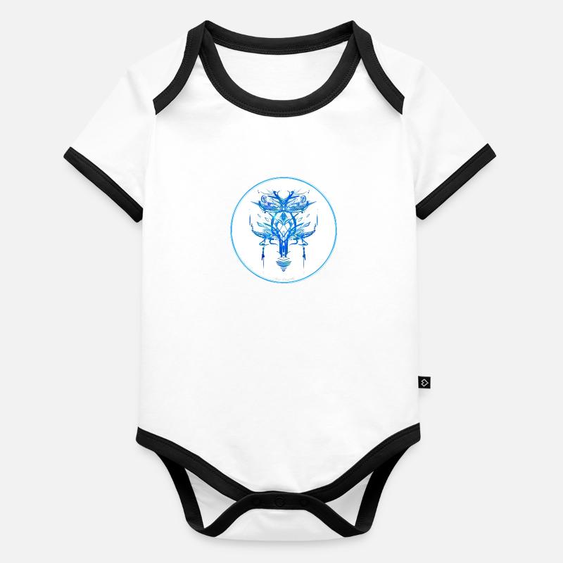 Collection Mystique ~ bleu clair ~ n°1 Body Bébé bio contrasté manches courtes