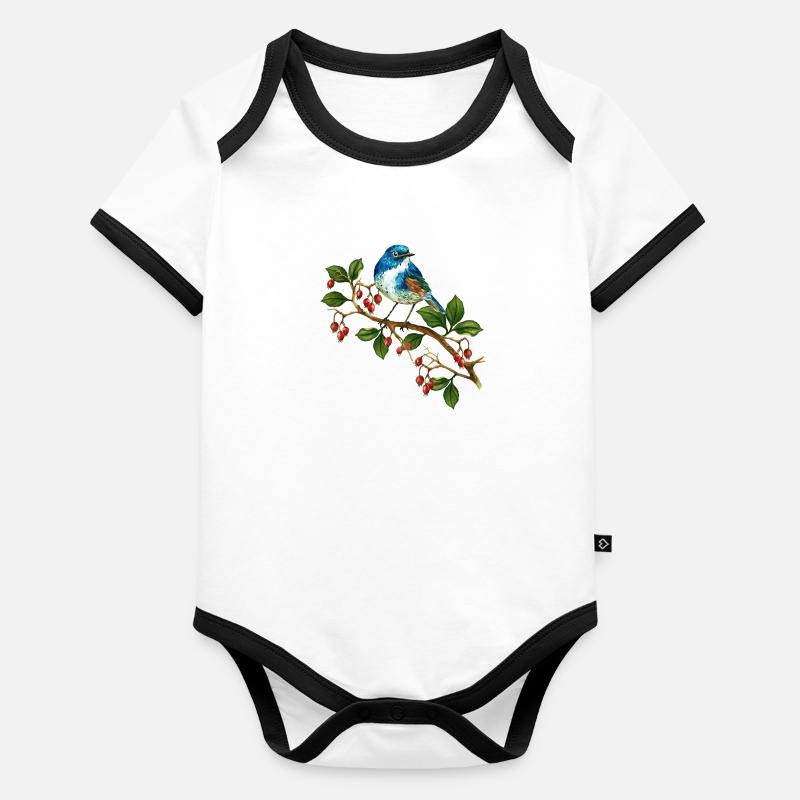 Bunter Vogel Baby Bio-Kurzarm-Kontrastbody
