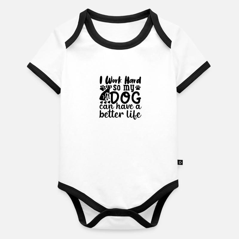 Citation de chien Body Bébé bio contrasté manches courtes