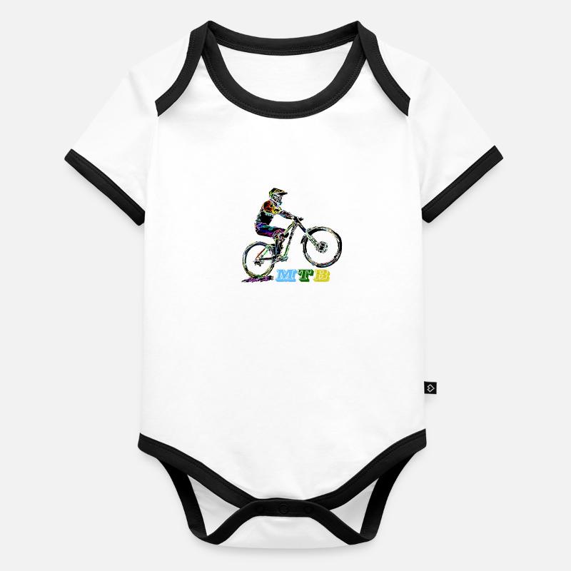 mtb vtt descente - Body Bébé bio contrasté manches courtes - 