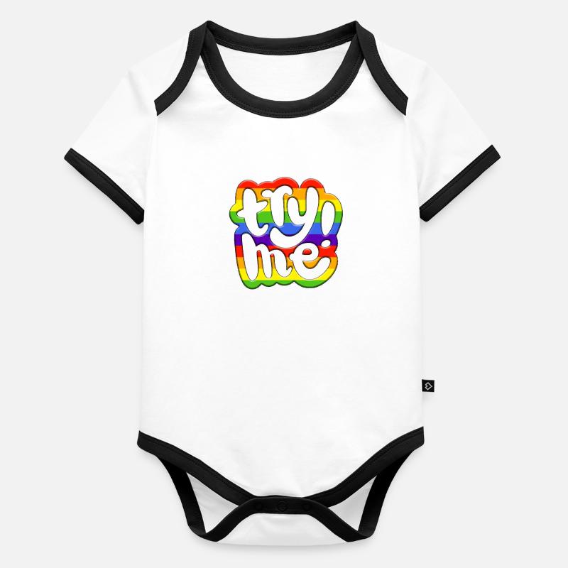 Try me try me funny cute graffitti humor retro Organic Baby Contrasting Bodysuit