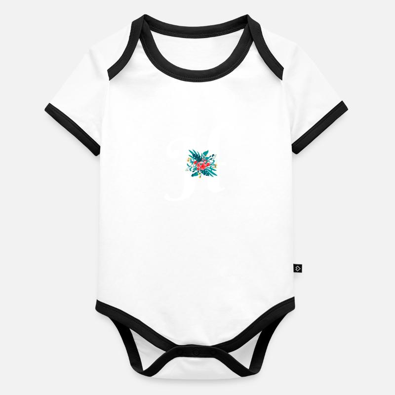 Buchstabe H geblüht Baby Bio-Kurzarm-Kontrastbody