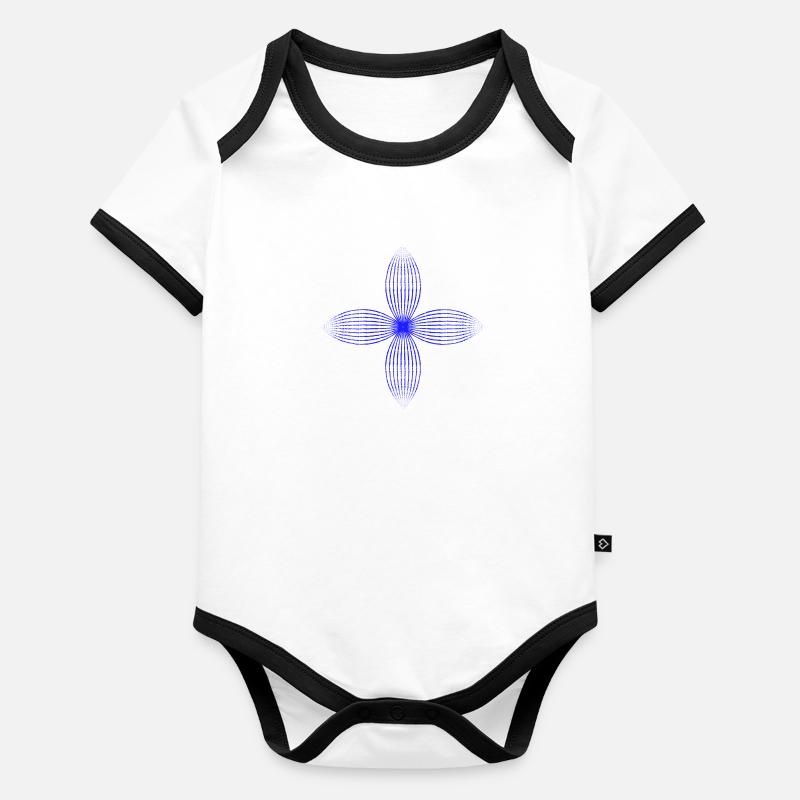 Fleur tribale (bleu) Body Bébé bio contrasté manches courtes