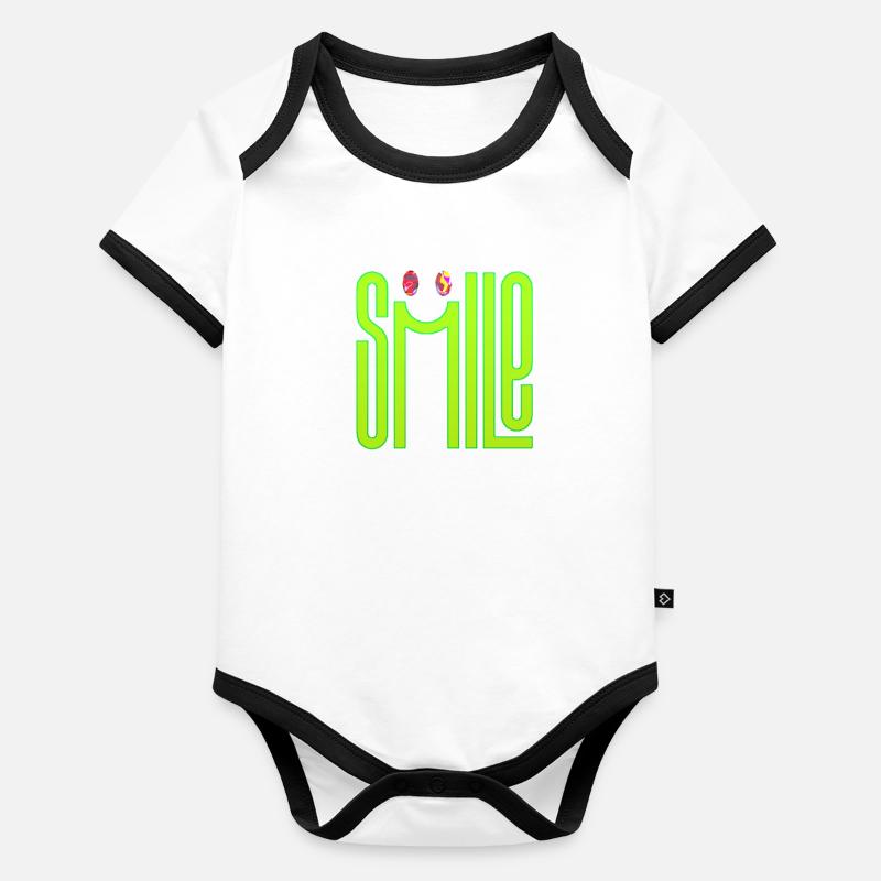 think smile positive thoughts happy meditation Organic Baby Contrasting Bodysuit