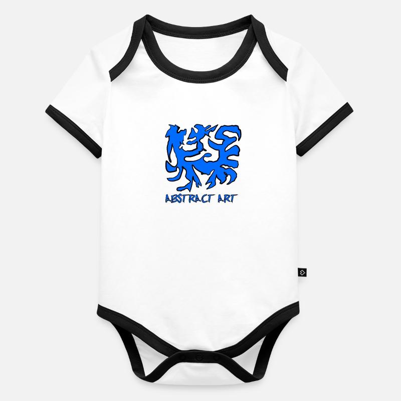 Abstrakte Kunst in Blau Baby Bio-Kurzarm-Kontrastbody