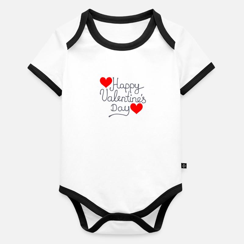 happy Valentine's Day Organic Baby Contrasting Bodysuit