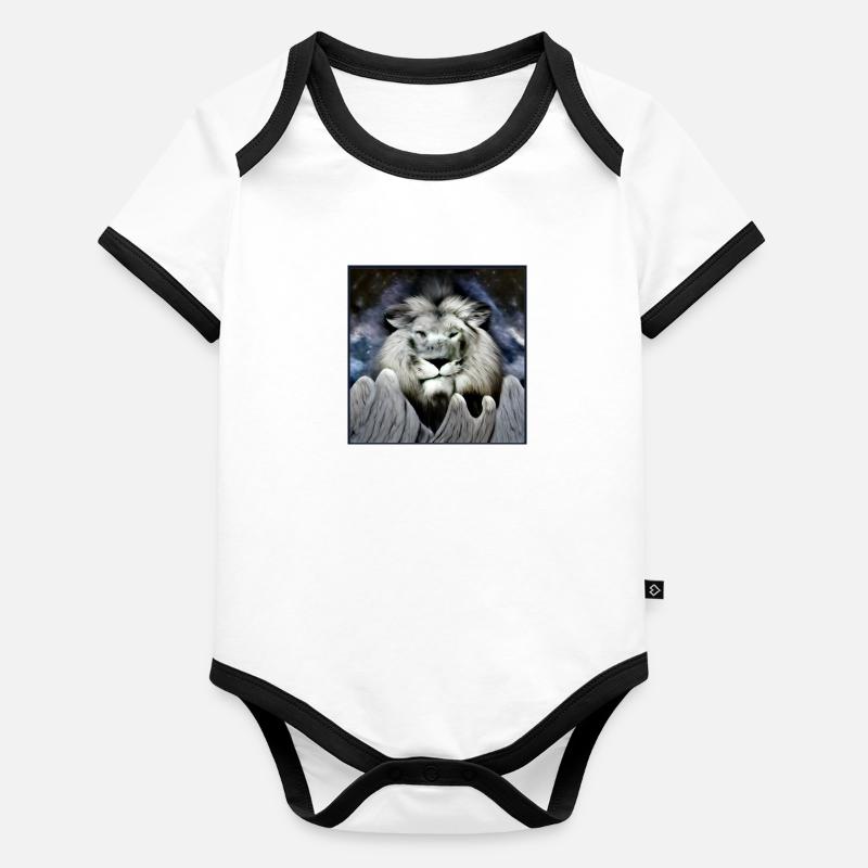 SURREALER LÖWE 4 Baby Bio-Kurzarm-Kontrastbody