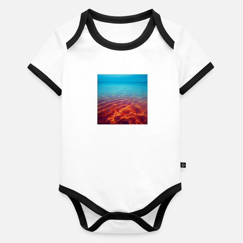 Ruhiges Regenbogenmeer Baby Bio-Kurzarm-Kontrastbody