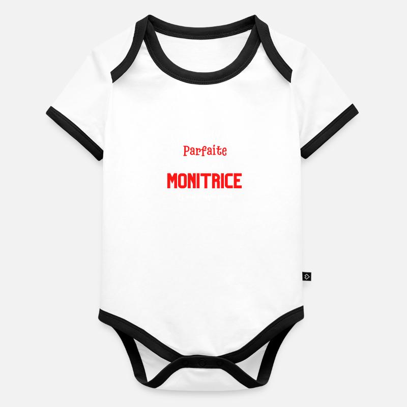 Pas parfaite mais monitrice Body Bébé bio contrasté manches courtes