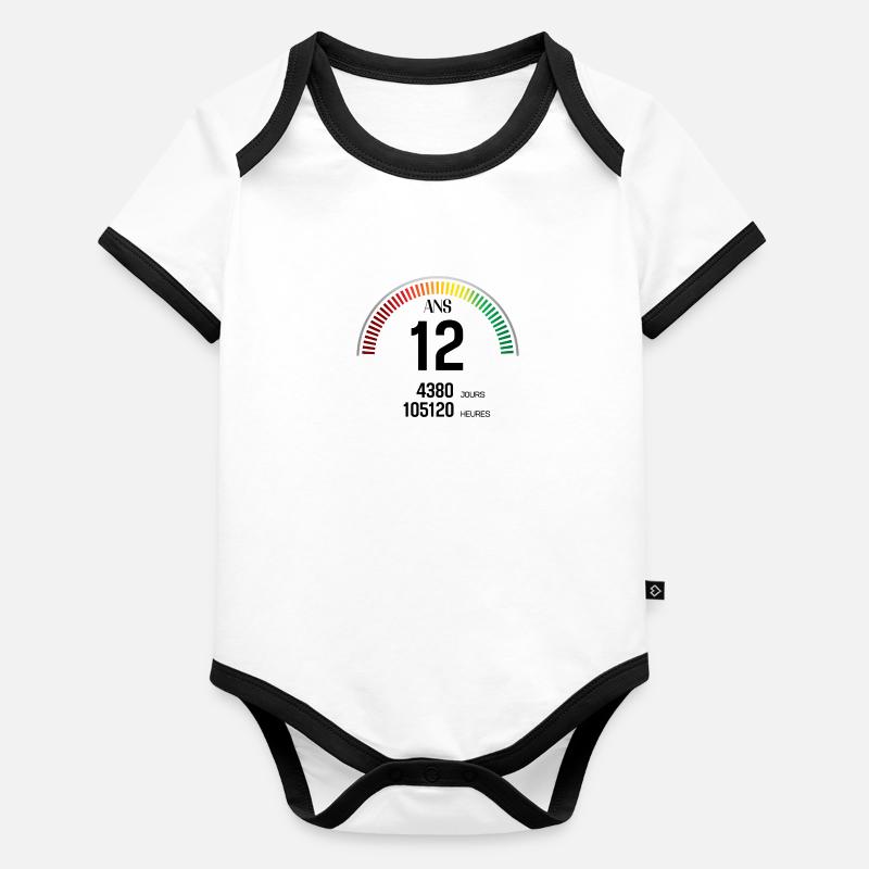 Anniversaire 12 ans Compteur Body Bébé bio contrasté manches courtes