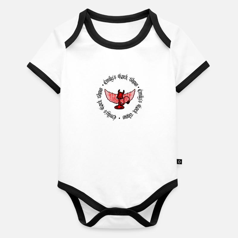 Emily's Rock Show - Black text and White Text Log Organic Baby Contrasting Bodysuit