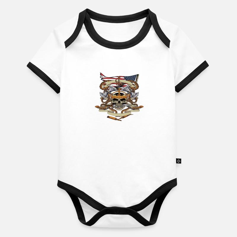 Tête de pirate Body Bébé bio contrasté manches courtes