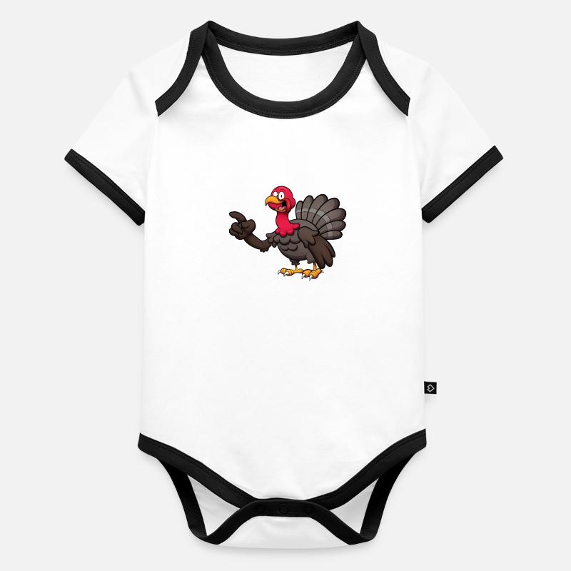 Cute Turkey Organic Baby Contrasting Bodysuit