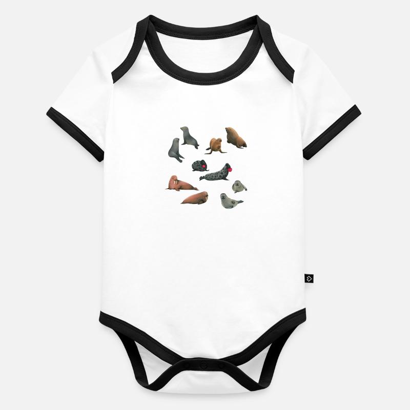 Amis de la mer Body Bébé bio contrasté manches courtes