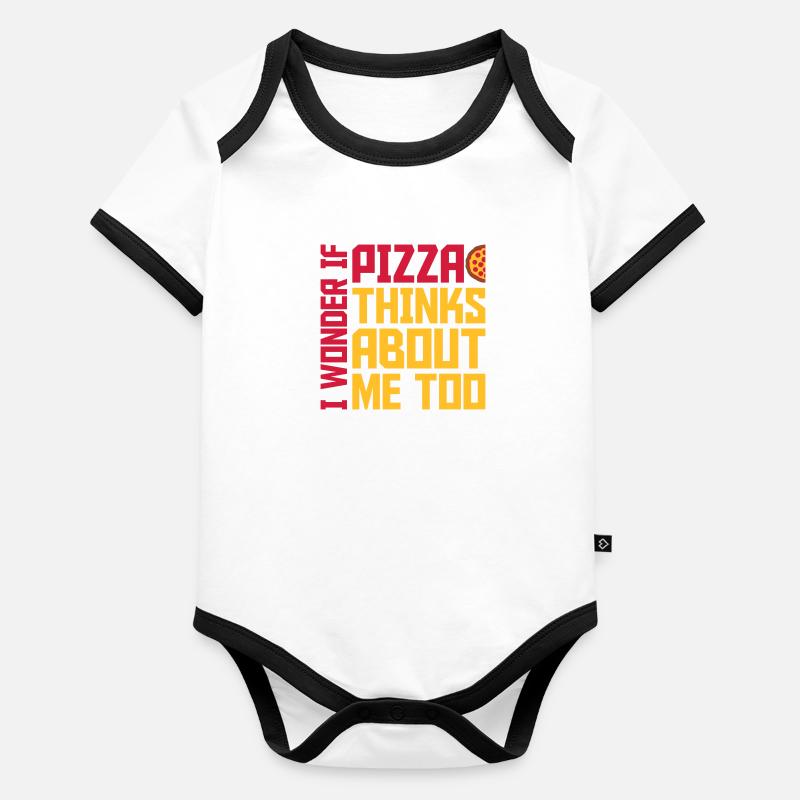 pizza thinks about me Organic Baby Contrasting Bodysuit