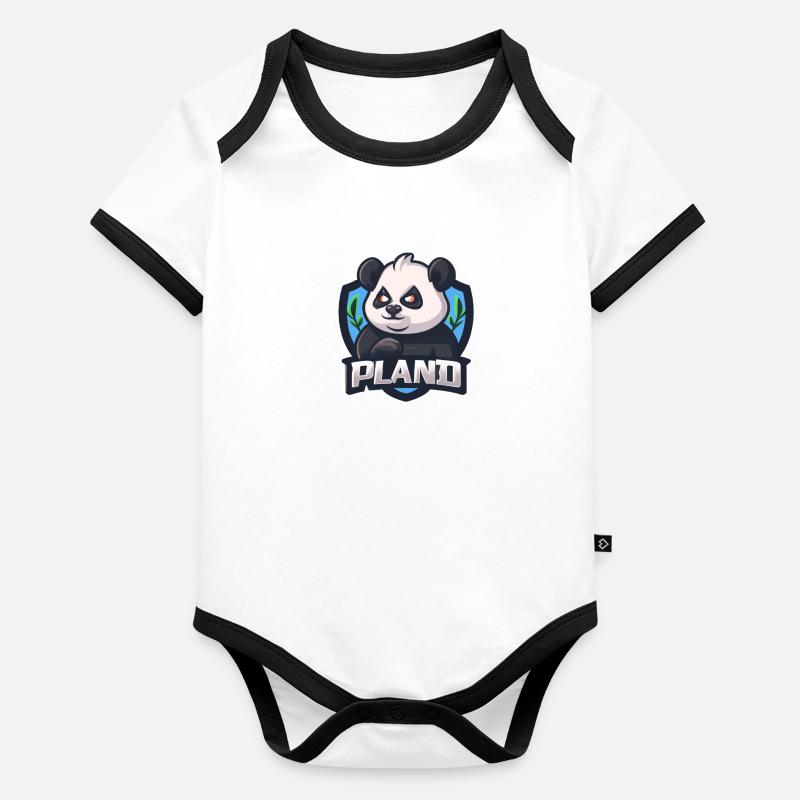 PLAND, le panda sombre 🐼 Body Bébé bio contrasté manches courtes