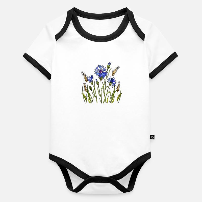 Fleur Body Bébé bio contrasté manches courtes