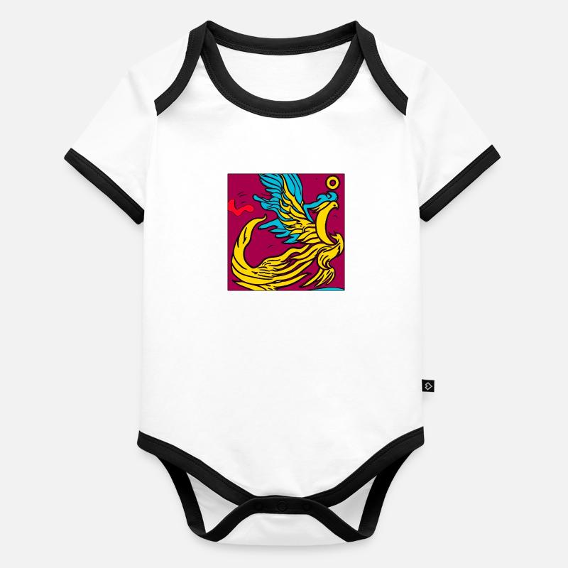 Illustration of a phoenix, vector style Organic Baby Contrasting Bodysuit