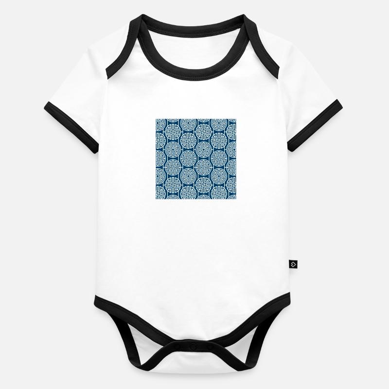 Chinesisches Muster Baby Bio-Kurzarm-Kontrastbody
