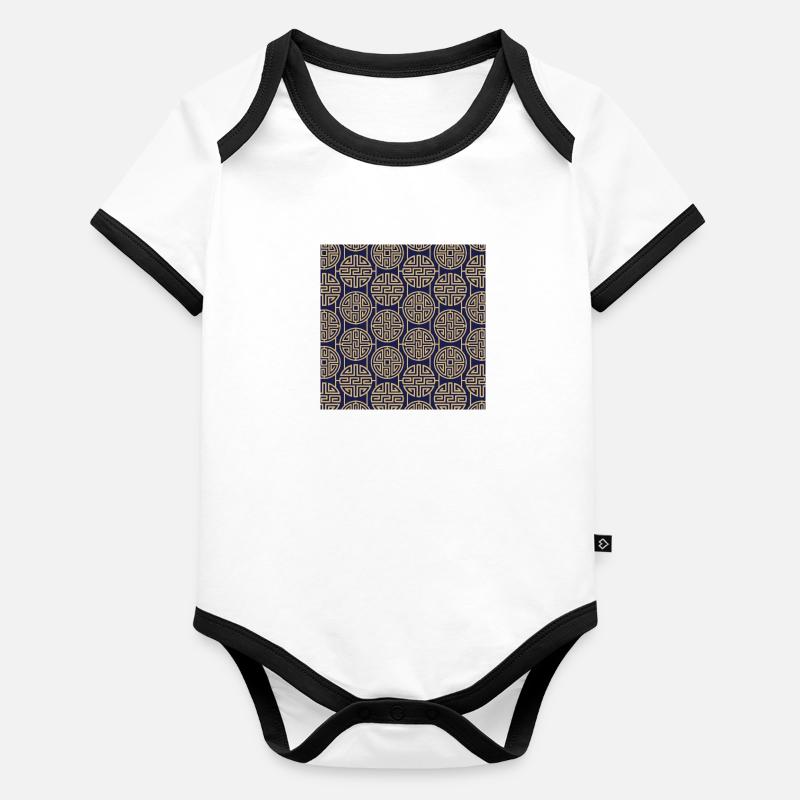 Chinesisches Muster Baby Bio-Kurzarm-Kontrastbody