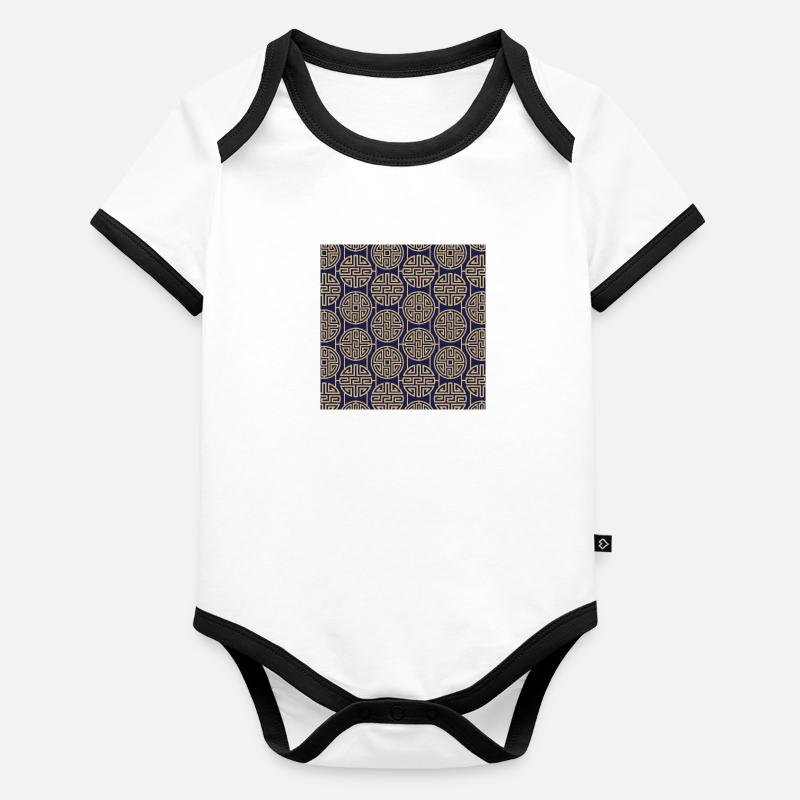 Chinesisches Muster Baby Bio-Kurzarm-Kontrastbody