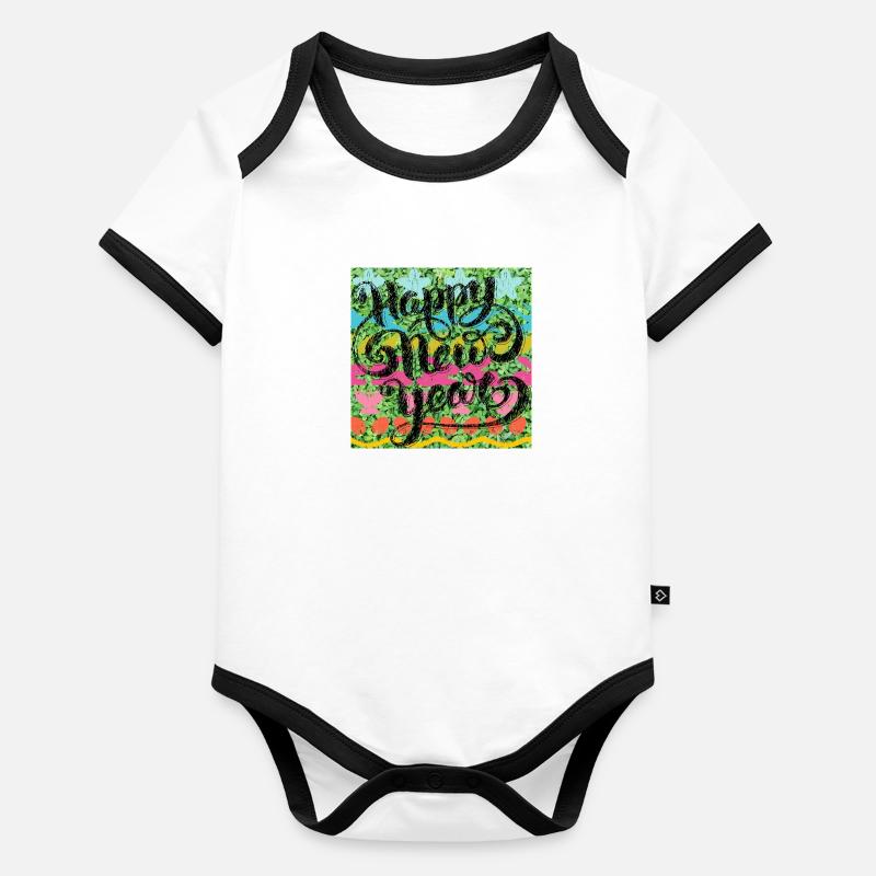 Bonne année ! Body Bébé bio contrasté manches courtes