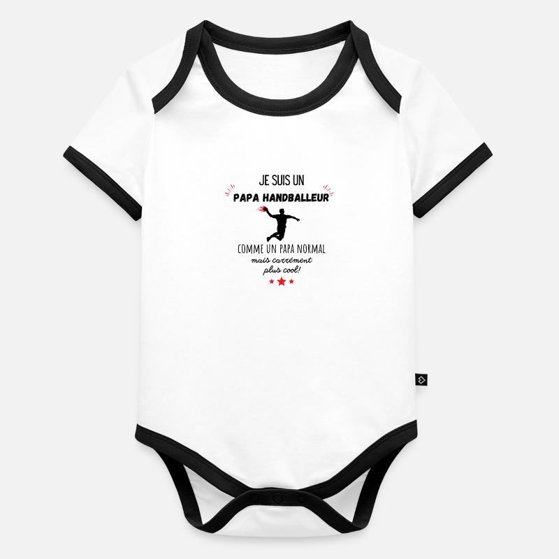 papa handballeur cool Body Bébé bio contrasté manches courtes