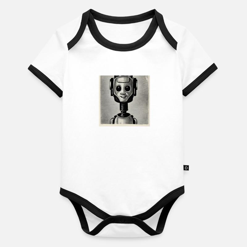 Roboter schwarz weis Baby Bio-Kurzarm-Kontrastbody