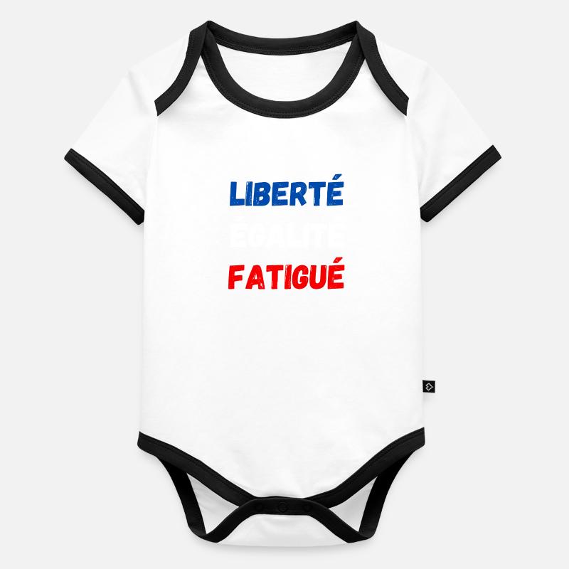 liberté égalité fatigué Body Bébé bio contrasté manches courtes