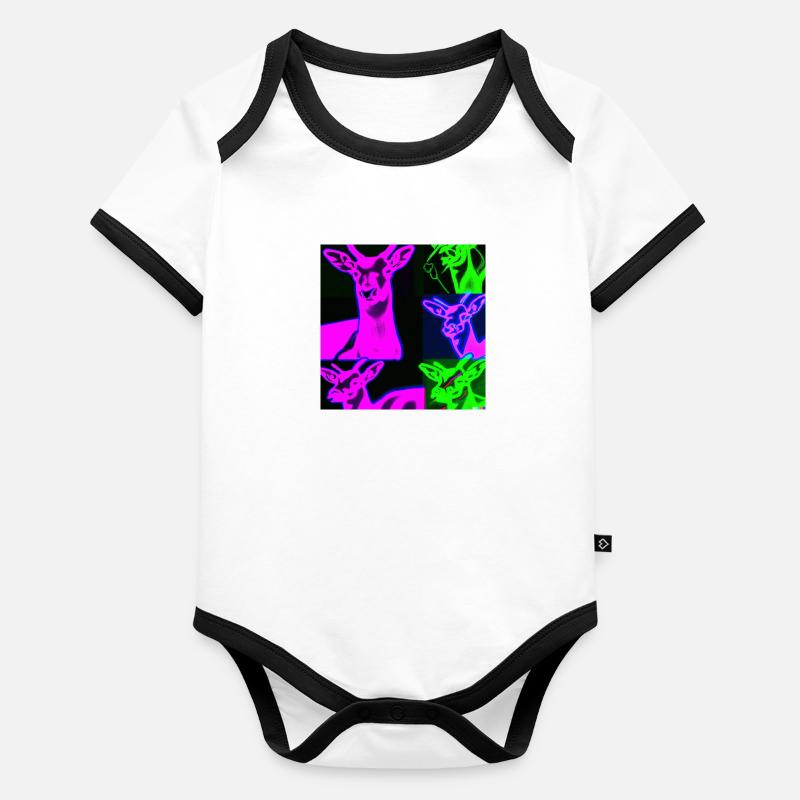 Neon Reh Baby Bio-Kurzarm-Kontrastbody