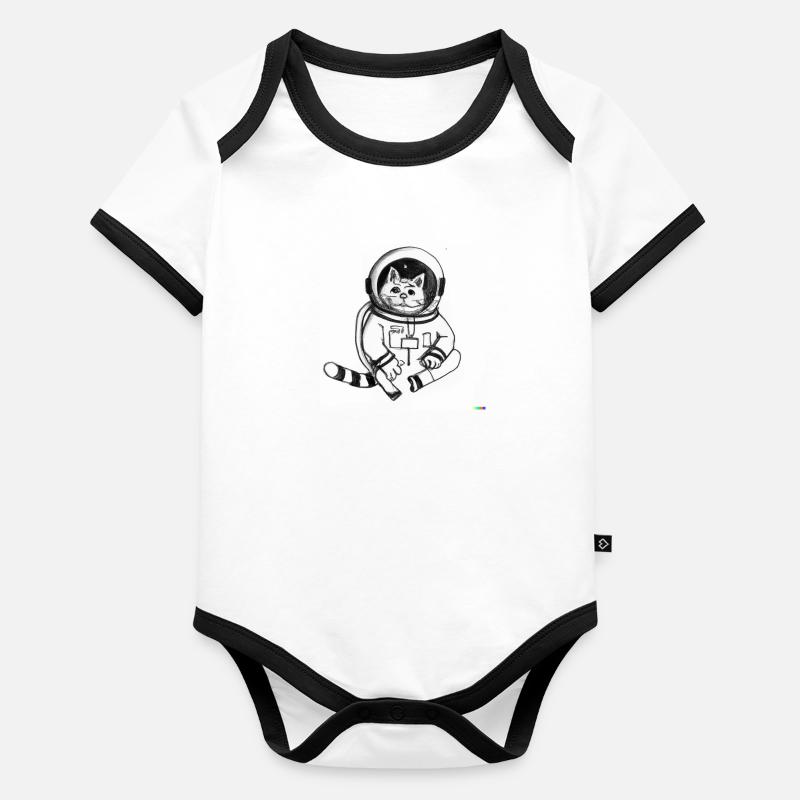 Astronauten Katze Baby Bio-Kurzarm-Kontrastbody
