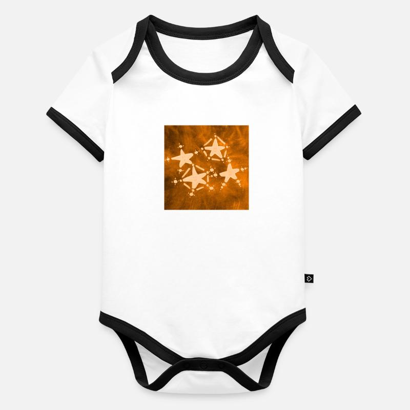 4 STERNE ORANGE Baby Bio-Kurzarm-Kontrastbody